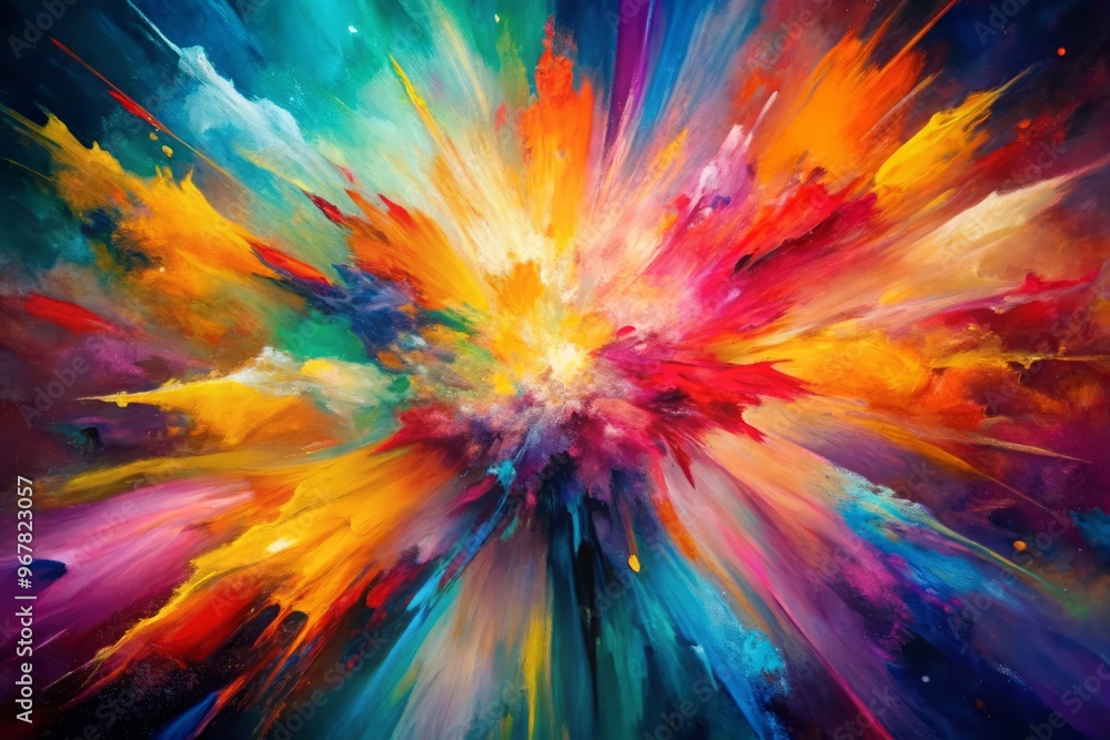 Obraz premium Luminous abstract expressionist painting, bold brushstrokes and vibrant color bursts