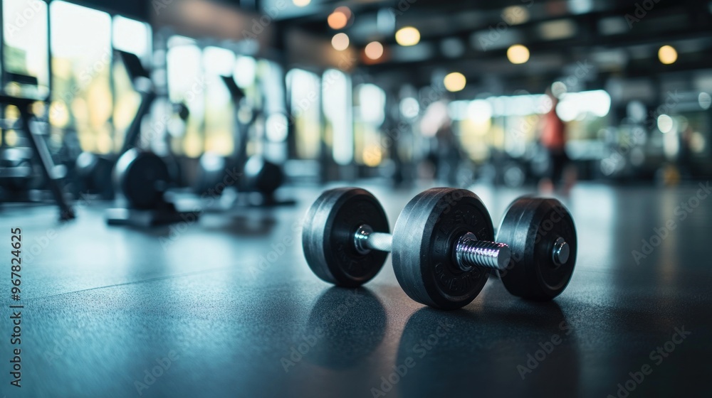A Dumbbell Resting on a Gym Floor A Dumbbell Resting on a Gym Floor
