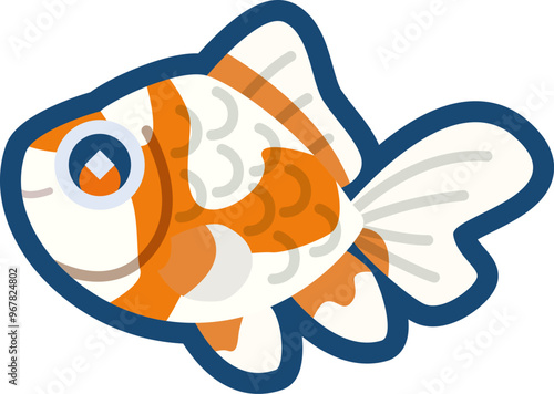 かわいい金魚（更紗和金）のイラスト