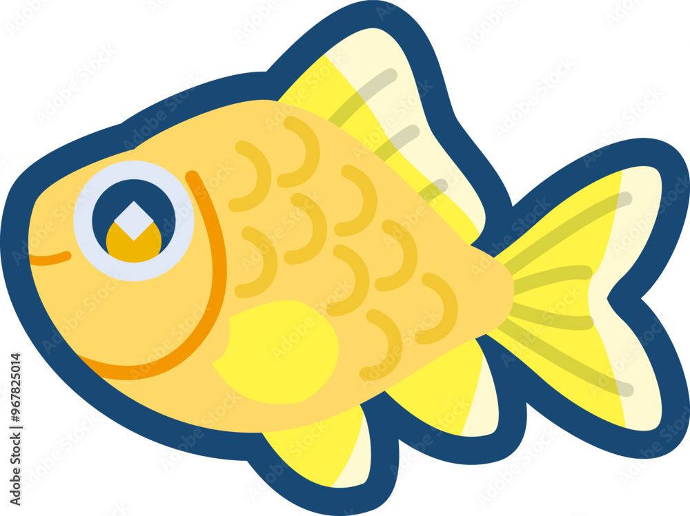 Photography Poster かわいい金魚（イエロー和金）のイラスト | Wall