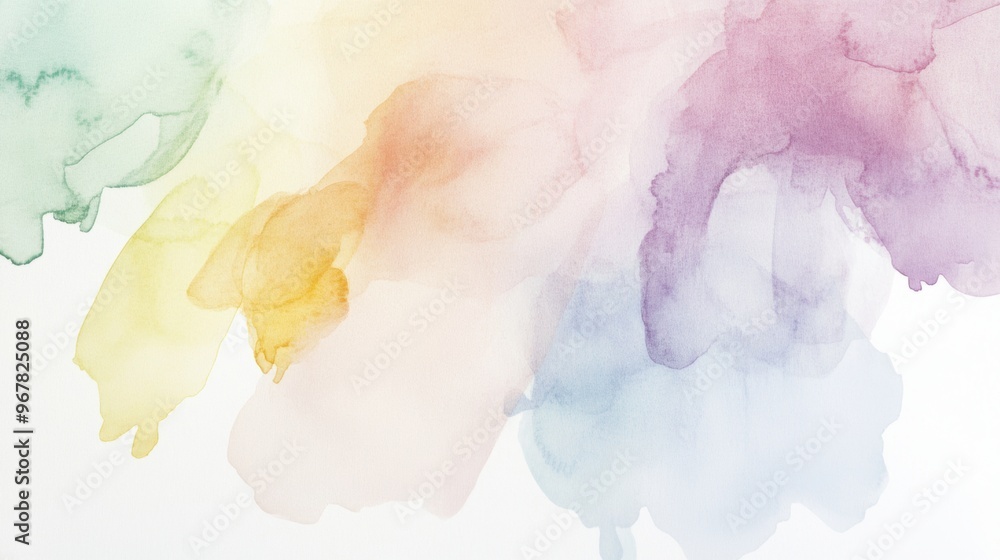 Abstract watercolor splashes in soft pastel tones