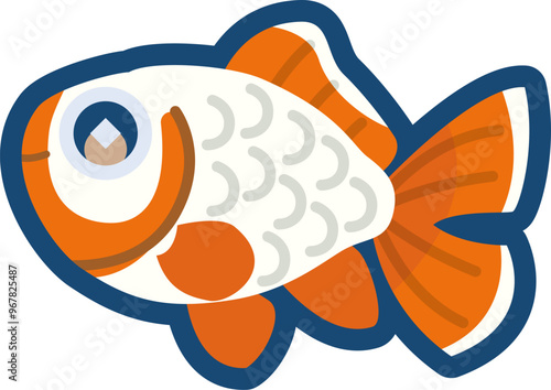 かわいい金魚（六鱗）のイラスト
