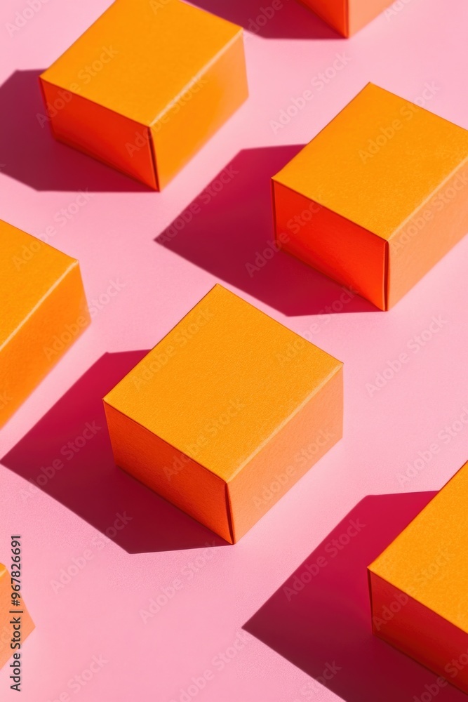 Obraz premium Orange Boxes on Pink Surface
