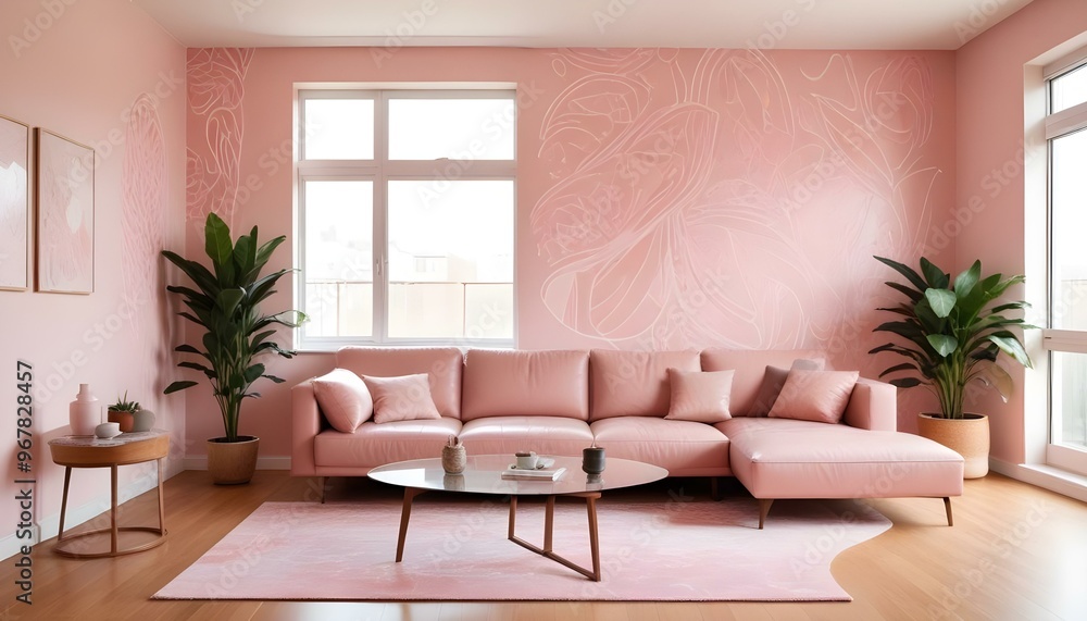 Fototapeta premium Photo interior modern design room 3d illustration;