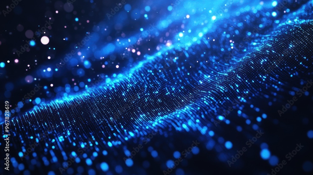 Detailed blue holographic display featuring cosmic data and a bokeh background Detailed blue holographic display featuring cosmic data and a bokeh background