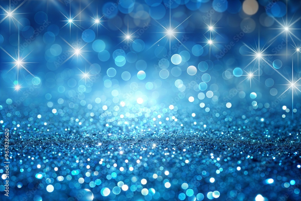 Obraz premium Festive abstract background with blue glitter and bokeh lights