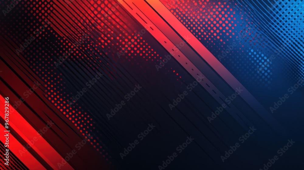 Abstract Geometric Design with Red and Blue Elements