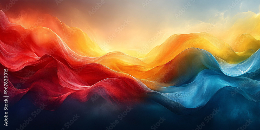 Vibrant abstract image of colorful waves blending together, creating a dynamic and eye-catching visual art piece. Vibrant abstract image of colorful waves blending together, creating a dynamic and eye-catching visual art piece.