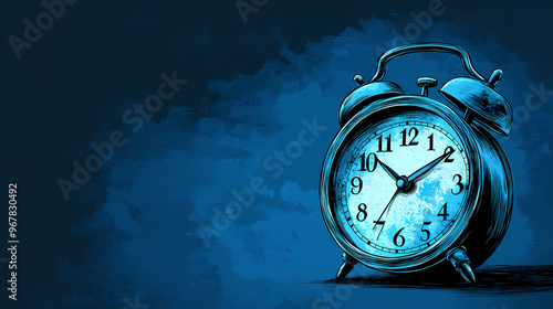 Wallpaper Mural Alarm clock on blue background, generative ai. Mechanical Clock. Illustration Torontodigital.ca