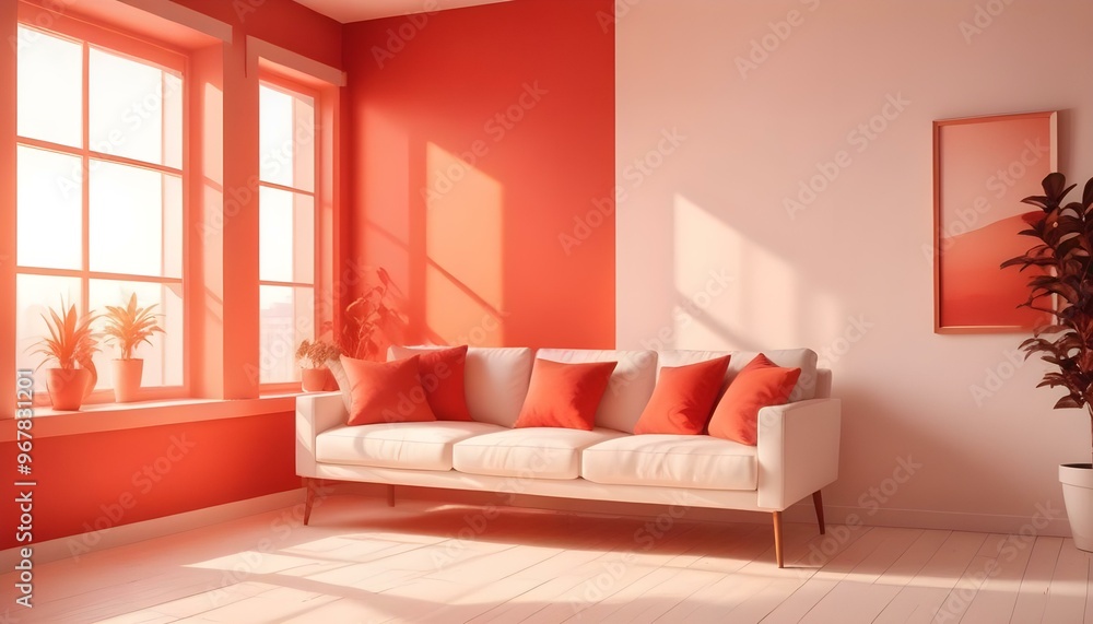 Photo interior modern design room 3d illustration; Photo interior modern design room 3d illustration;