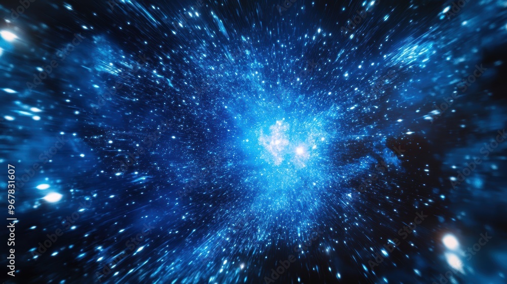 High-tech blue cosmic display with advanced elements and depth of field effect High-tech blue cosmic display with advanced elements and depth of field effect