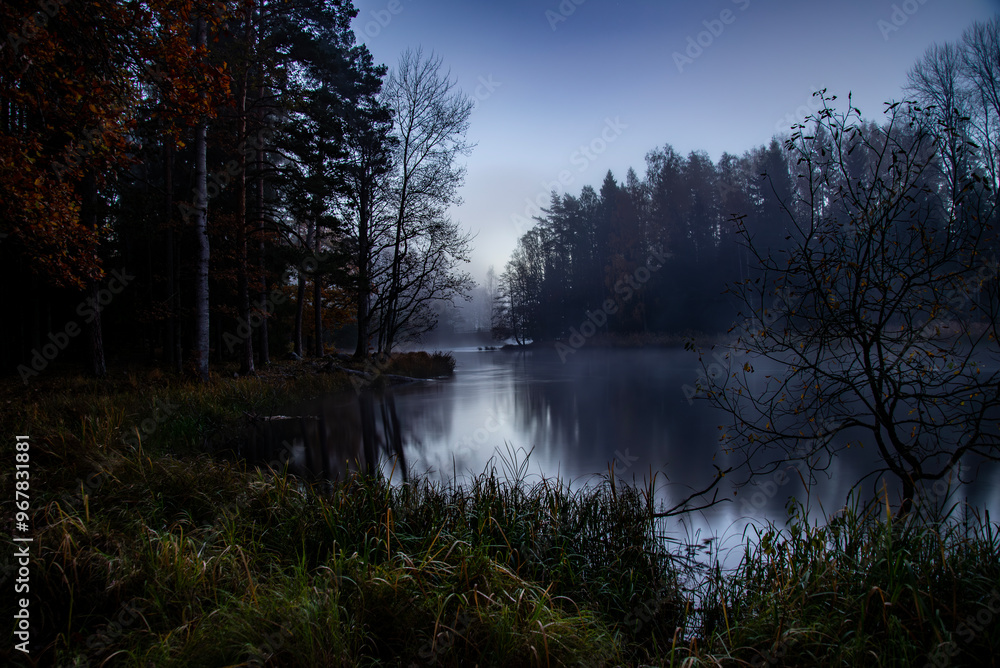 Swedish salomon river area in autumn before the sunrise. Swedish salomon river area in autumn before the sunrise.