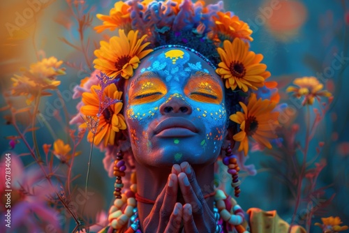 Shamans in harmony with nature, experiencing spiritual awakening at dawn