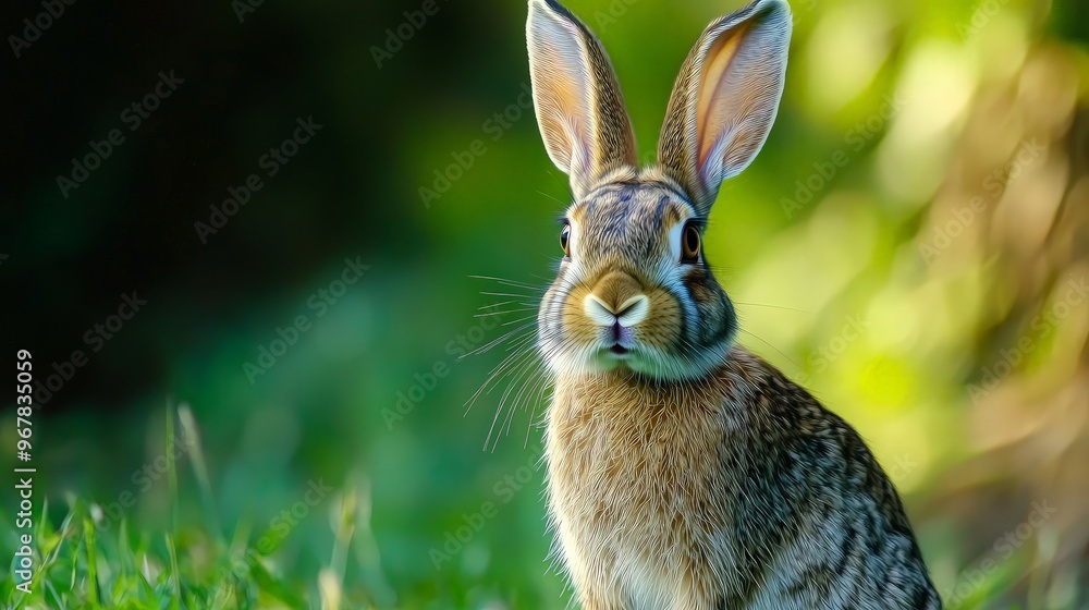 Obraz premium A Curious Bunny in the Grass