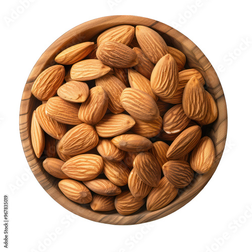 almonds in a wooden bowl transparent background png cut out file clear background 