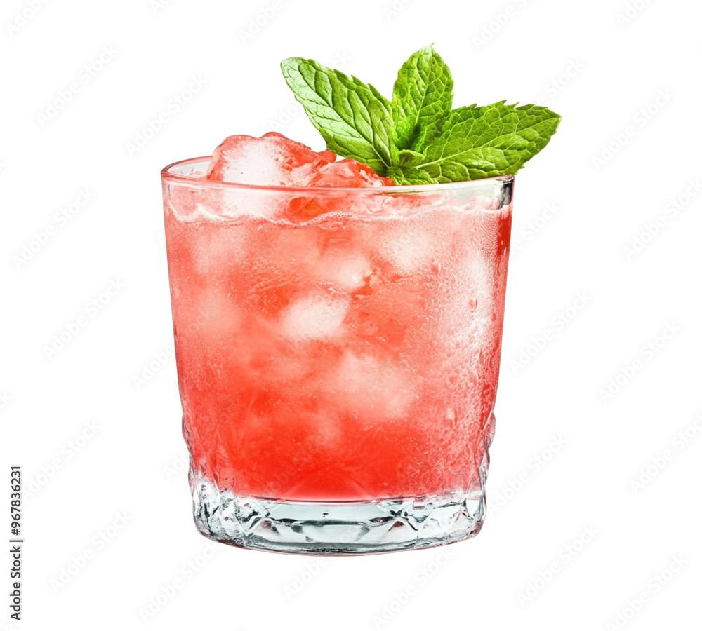 Watermelon cocktail with a sprig of mint, isolated on a transparent background. Watermelon cocktail with a sprig of mint, isolated on a transparent background.