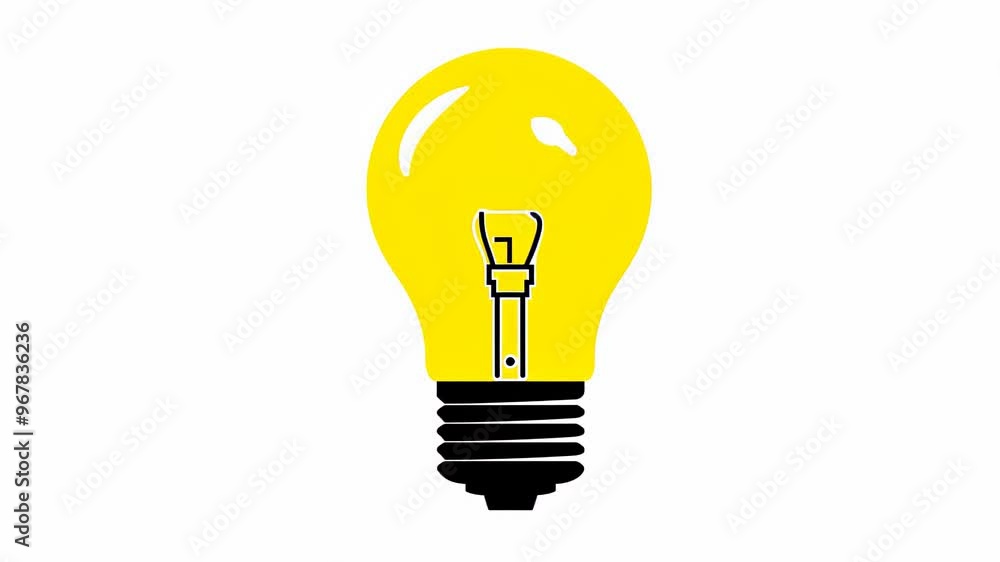 Simple illustration of a bright yellow light bulb, symbolizing creativity and ideas Simple illustration of a bright yellow light bulb, symbolizing creativity and ideas