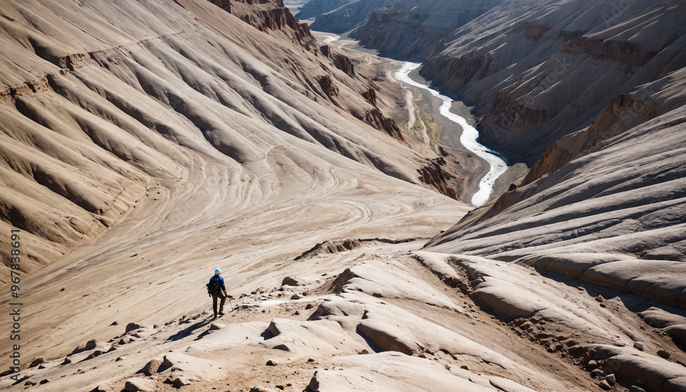 Badlands Enigmas in Cloudy Summer: The Adventurer's Sojourn Engulfed in Landslide
