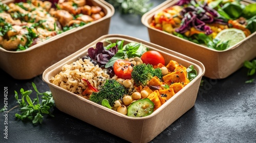 Convenient boxed food with microwave-ready healthy meals