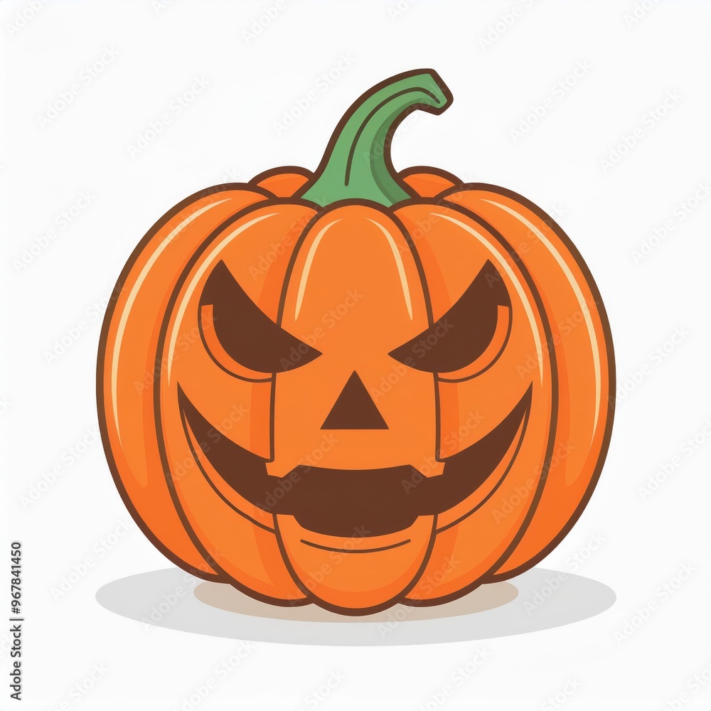 Cartoon Halloween Pumpkin with Menacing Grin and Sharp Eyes, Classic Jack-O'-Lantern Illustration on White Background, Symbolizing Spooky Festivities and Trick or Treat Fun. Vector Logo Cartoon Halloween Pumpkin with Menacing Grin and Sharp Eyes, Classic Jack-O'-Lantern Illustration on White Background, Symbolizing Spooky Festivities and Trick or Treat Fun. Vector Logo