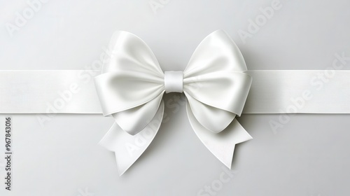 elegant white satin ribbon bow with realistic shadows on pristine background