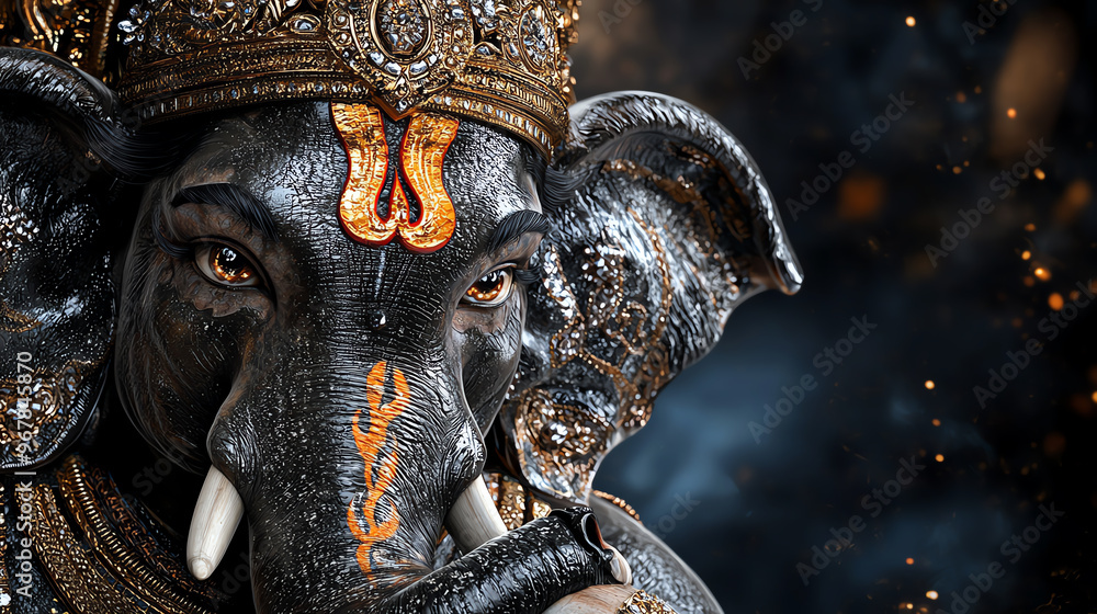 A stunning close-up of a majestic elephant adorned with intricate decorations, symbolizing culture and spirituality. A stunning close-up of a majestic elephant adorned with intricate decorations, symbolizing culture and spirituality.
