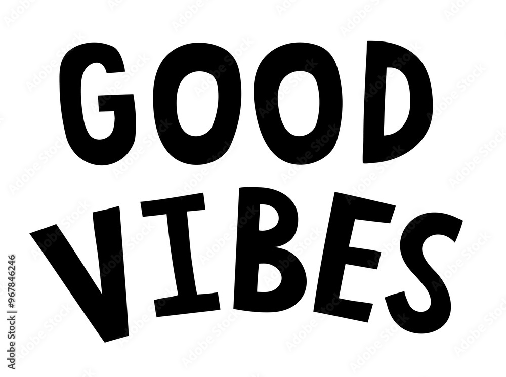 Black good vibes doodle typography design element Black good vibes doodle typography design element