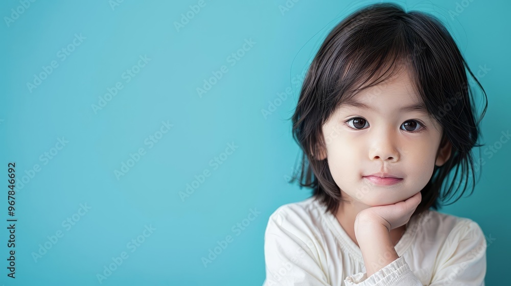 Young girl with dark hair looking thoughtfully at the camera. Young girl with dark hair looking thoughtfully at the camera.