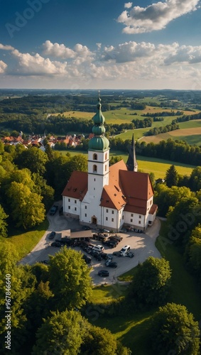 Aerial view of Andechs-Erling, Bavaria