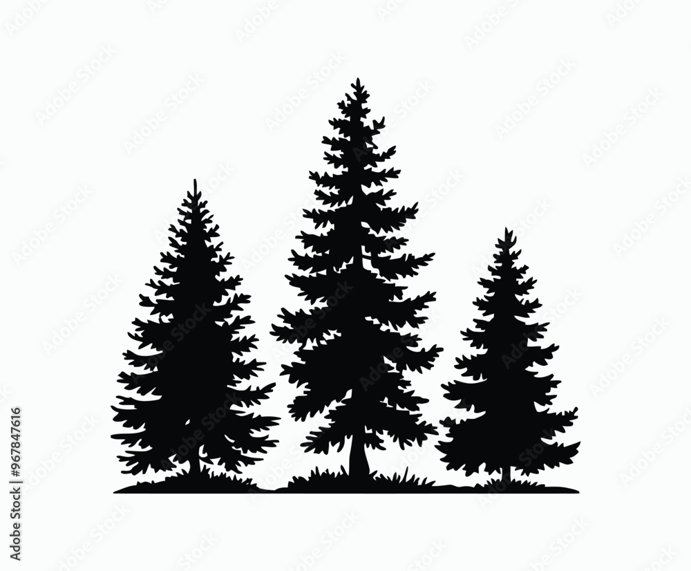 Fototapeta premium Pine trees silhouette EPS vector file illustration template