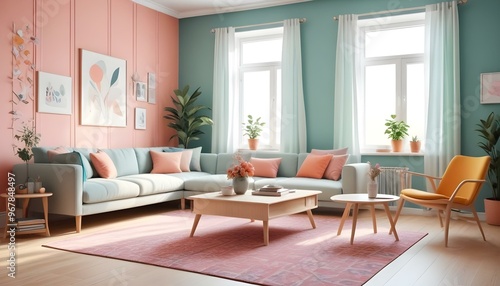 Photo interior modern design room 3d illustration 
