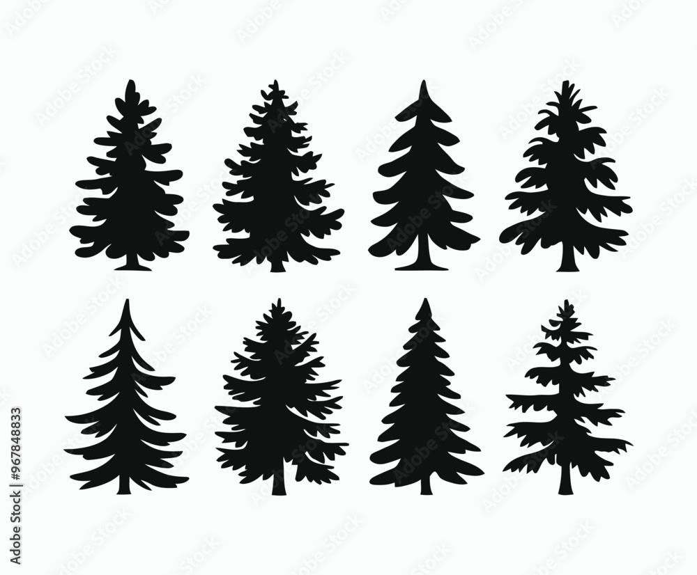 Pine trees silhouette EPS vector file illustration template Pine trees silhouette EPS vector file illustration template