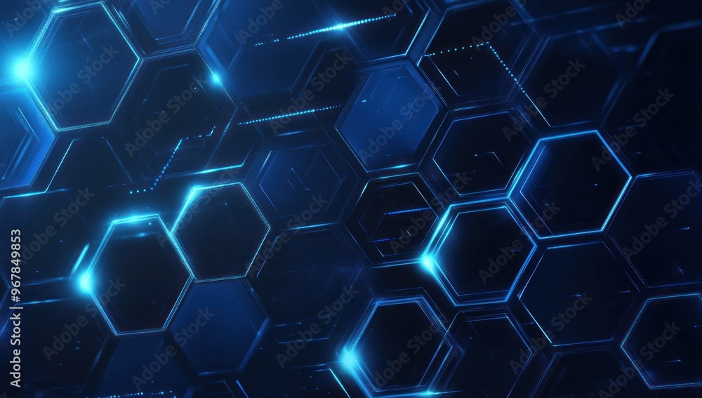 Abstract Digital Hexagon Pattern in Blue Abstract Digital Hexagon Pattern in Blue