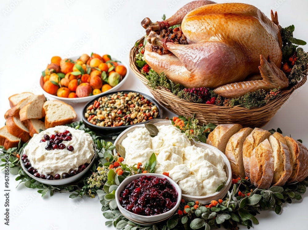 Delicious Thanksgiving Feast with Traditional Turkey and Holiday food item Delicious Thanksgiving Feast with Traditional Turkey and Holiday food item