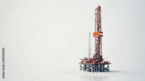 Offshore Oil Rig Platform in a White Environment