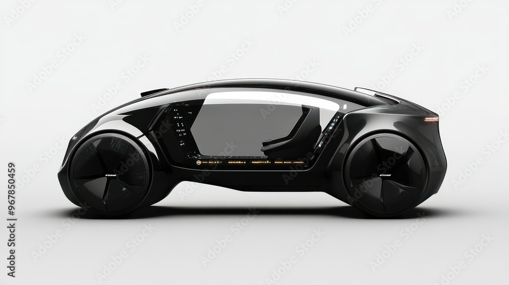 Futuristic Black Concept Car with Open Door Futuristic Black Concept Car with Open Door