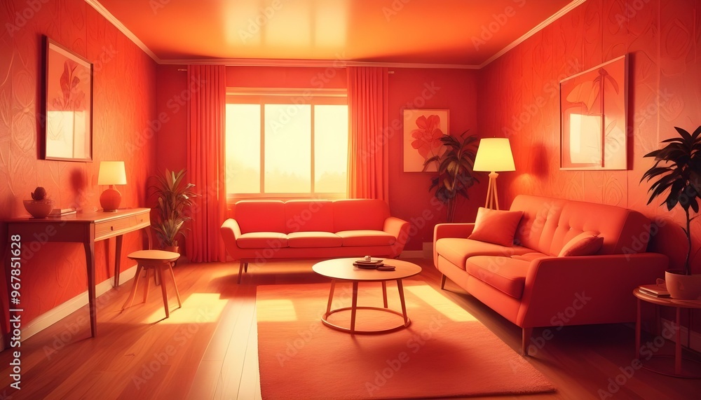 Photo interior modern design room 3d illustration; Photo interior modern design room 3d illustration;