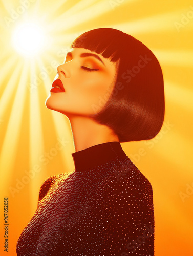 A 1920s woman in a sequined...