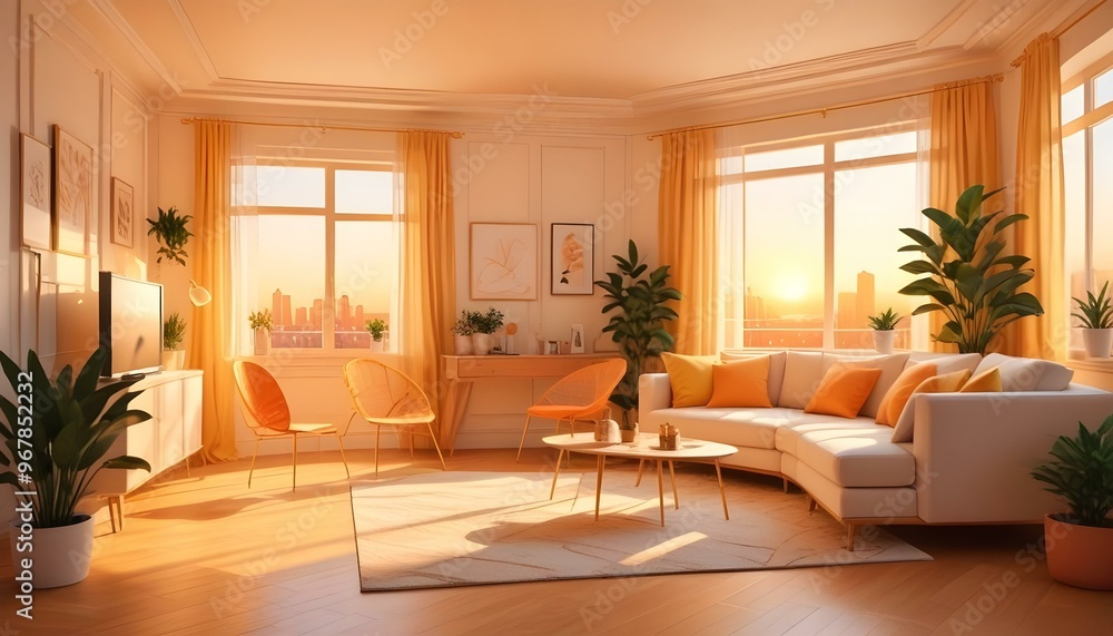 Fototapeta premium Photo interior modern design room 3d illustration;