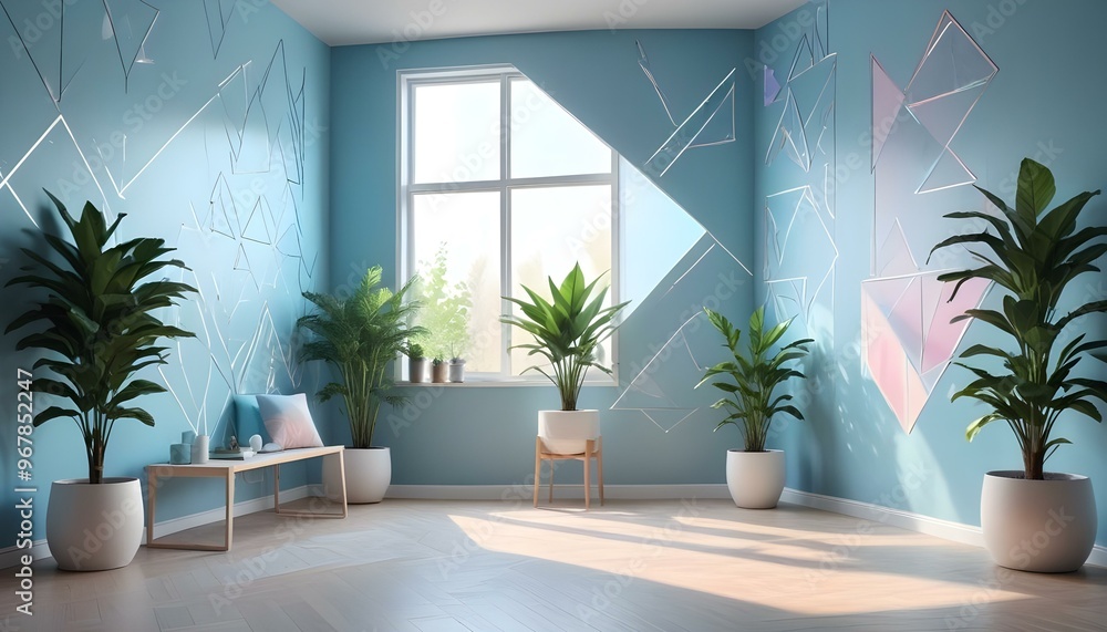 Photo interior modern design room 3d illustration; Photo interior modern design room 3d illustration;