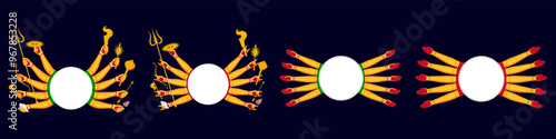 Durga Ten Hands, Durga Puja Border, Arch, Frame, Background Advertisement Design for Durga Puja Offer, Sale, Discount, Tags Design