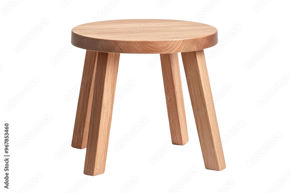 A simple wooden stool featuring a round seat and sturdy legs, perfect for home decor or minimalist interiors. A simple wooden stool featuring a round seat and sturdy legs, perfect for home decor or minimalist interiors.