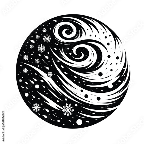 Snowstorm in a Circular Design Silhouette