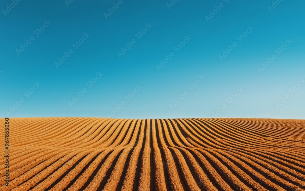 Fototapeta premium An agricultural field utilizing carbon-neutral practices like no-till farming and solar-powered equipment