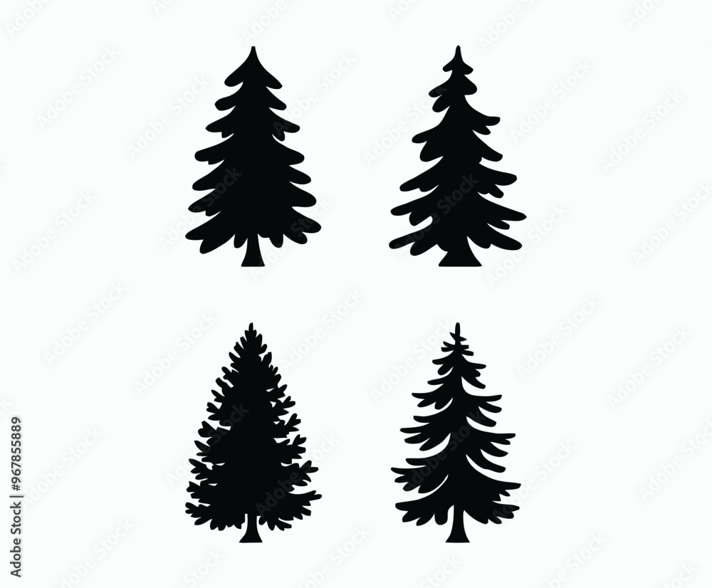 Fototapeta premium Pine trees silhouette EPS vector file illustration template