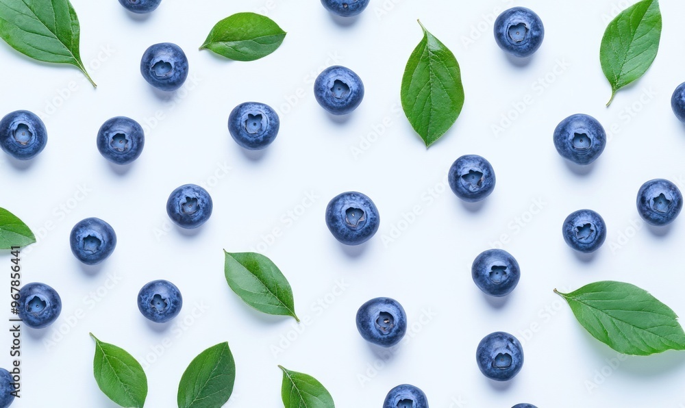 Blueberries and Green Leaves Pattern Blueberries and Green Leaves Pattern