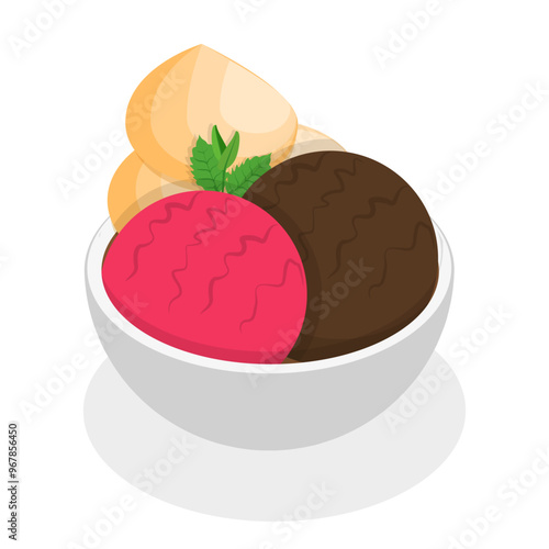 3D Isometric Flat Vector Set of Ice Creams, Collection of Cold Sweet Desserts. Item 1