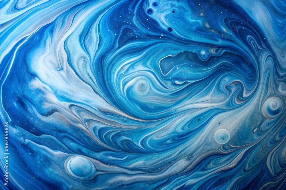 Abstract swirling blue and white paint artwork Abstract swirling blue and white paint artwork