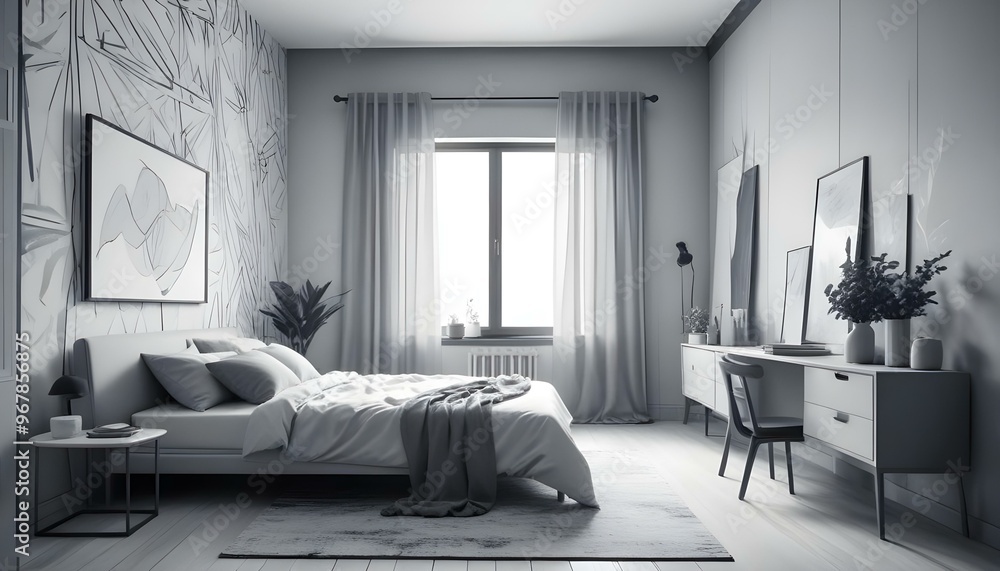 Photo interior modern design room 3d illustration; Photo interior modern design room 3d illustration;