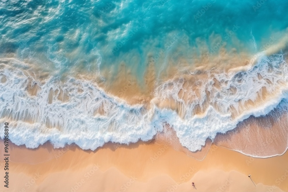 Aerial View of Ocean Waves Crashing on Sandy Beach Aerial View of Ocean Waves Crashing on Sandy Beach